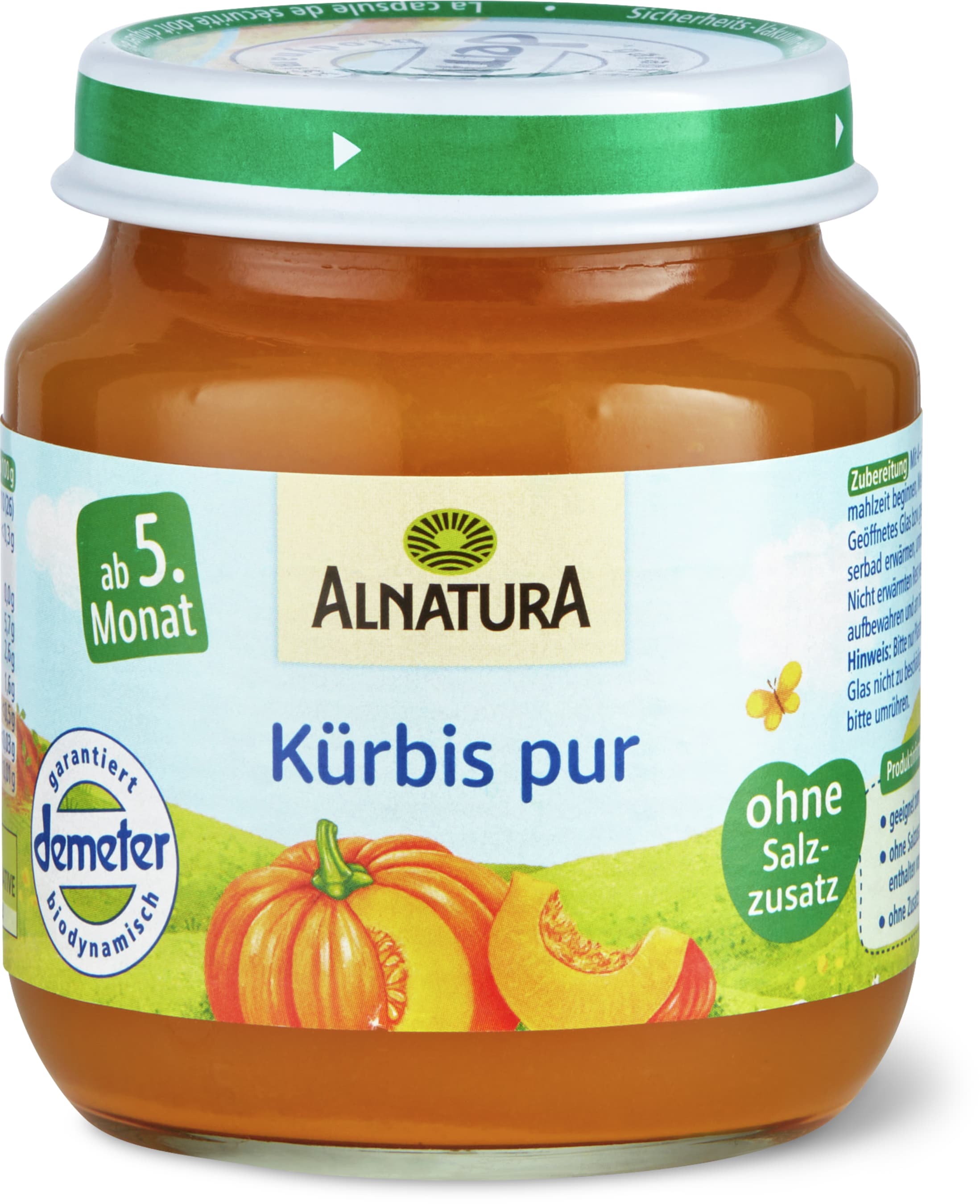 Alnatura Potiron seulement Demeter, Bio, Dès le 5e mois 125g